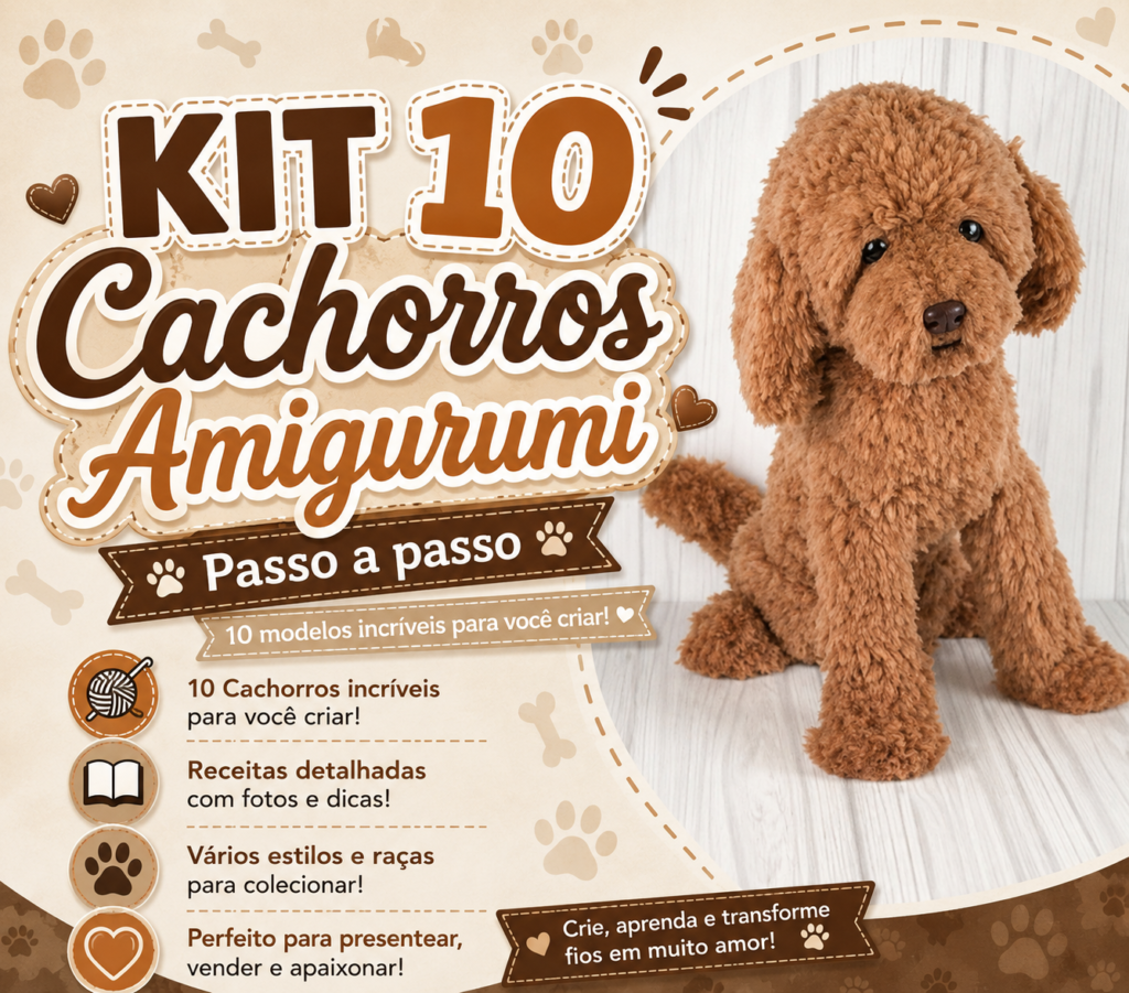 10 Cachorros amigurumi passo a passo