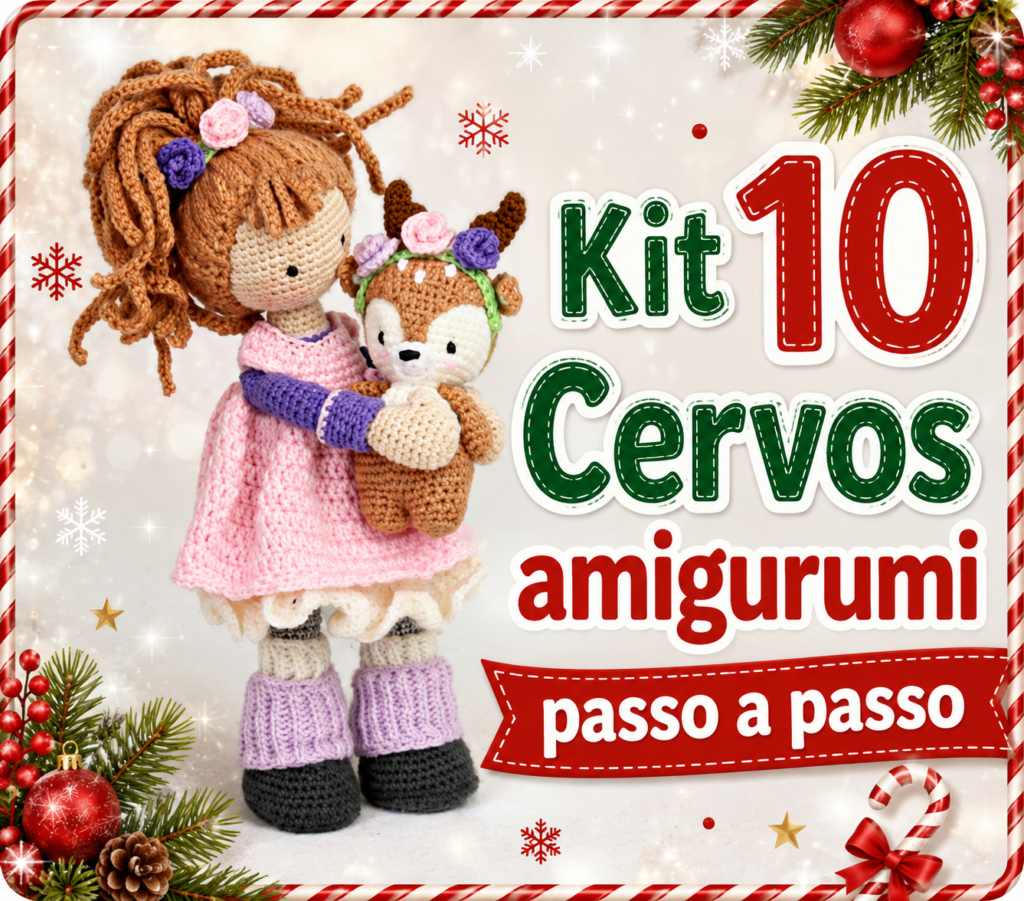10 Cervos Natalinos amigurumi passo a passo
