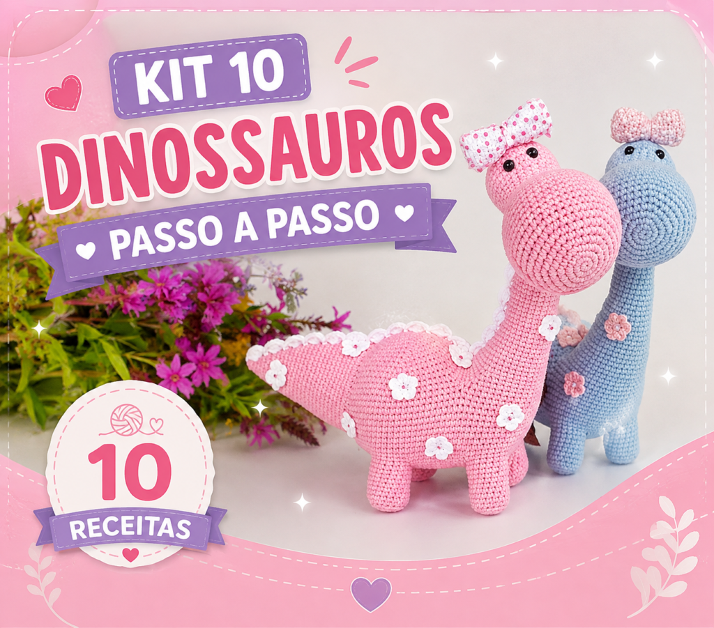 10 Dinossauros amigurumi passo a passo